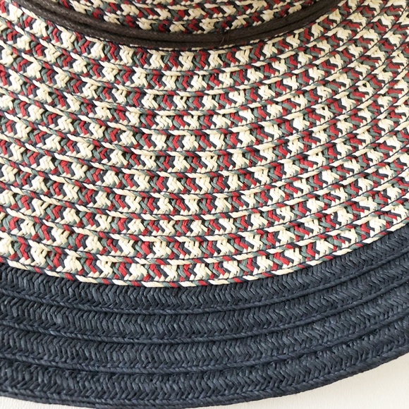 Betmar Wide Brim Floppy Beach Sun Hat Red Green White Cross Hatch Black Border - Picture 7 of 11